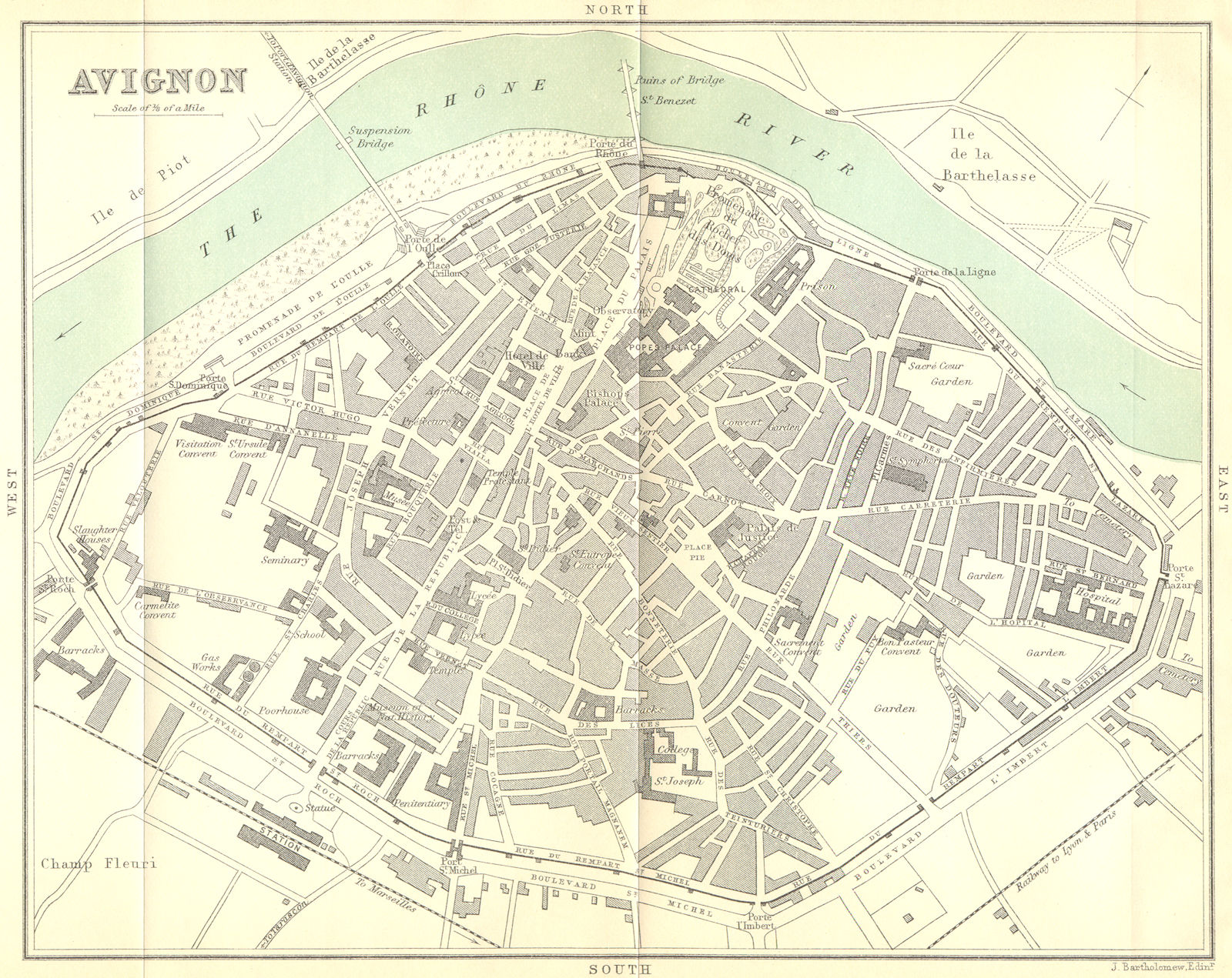 VAUCLUSE. Avignon 1899 old antique vintage map plan chart