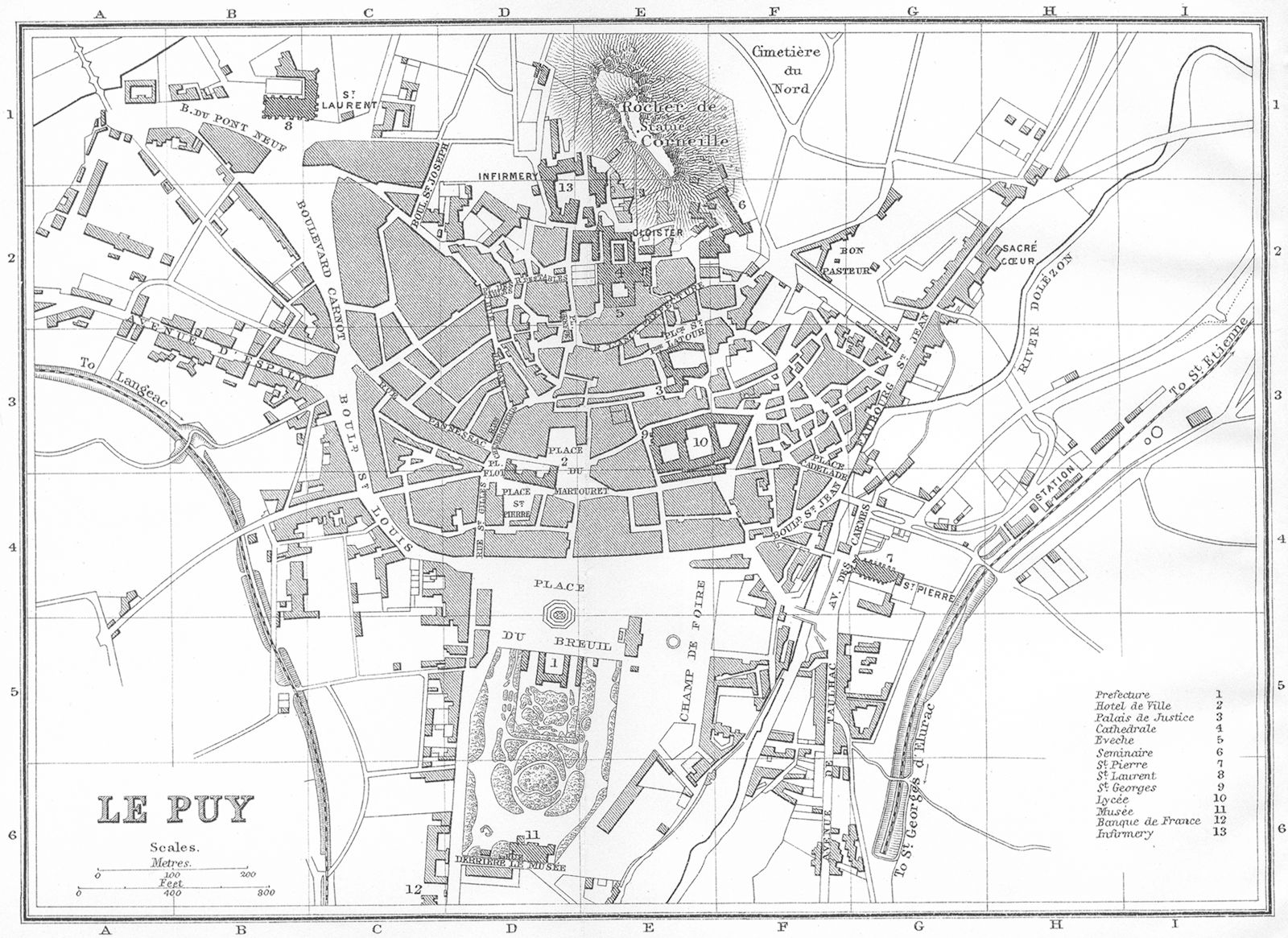 HAUTE-LOIRE. Puy 1899 old antique vintage map plan chart