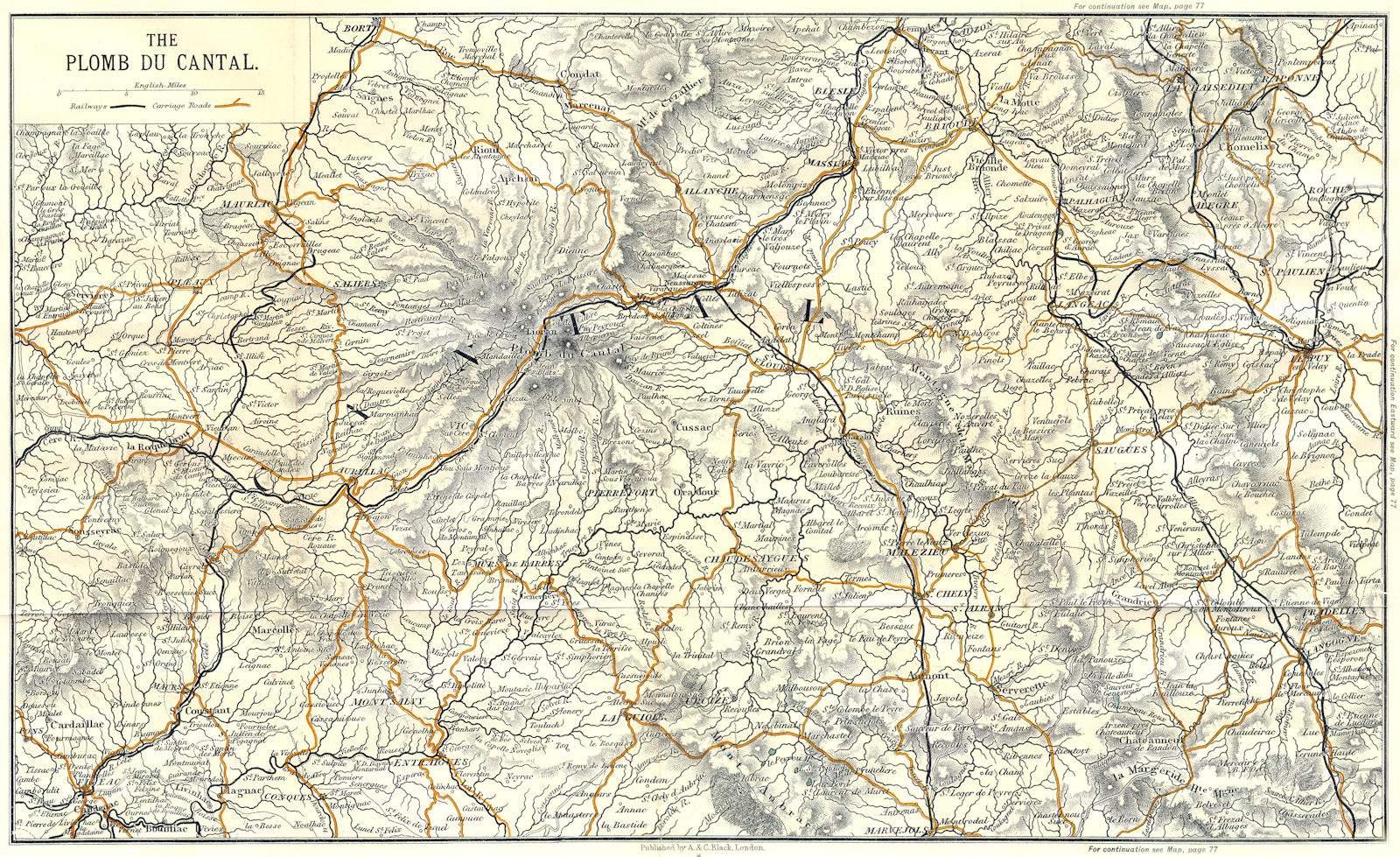 CANTAL. Plomb du 1909 old antique vintage map plan chart