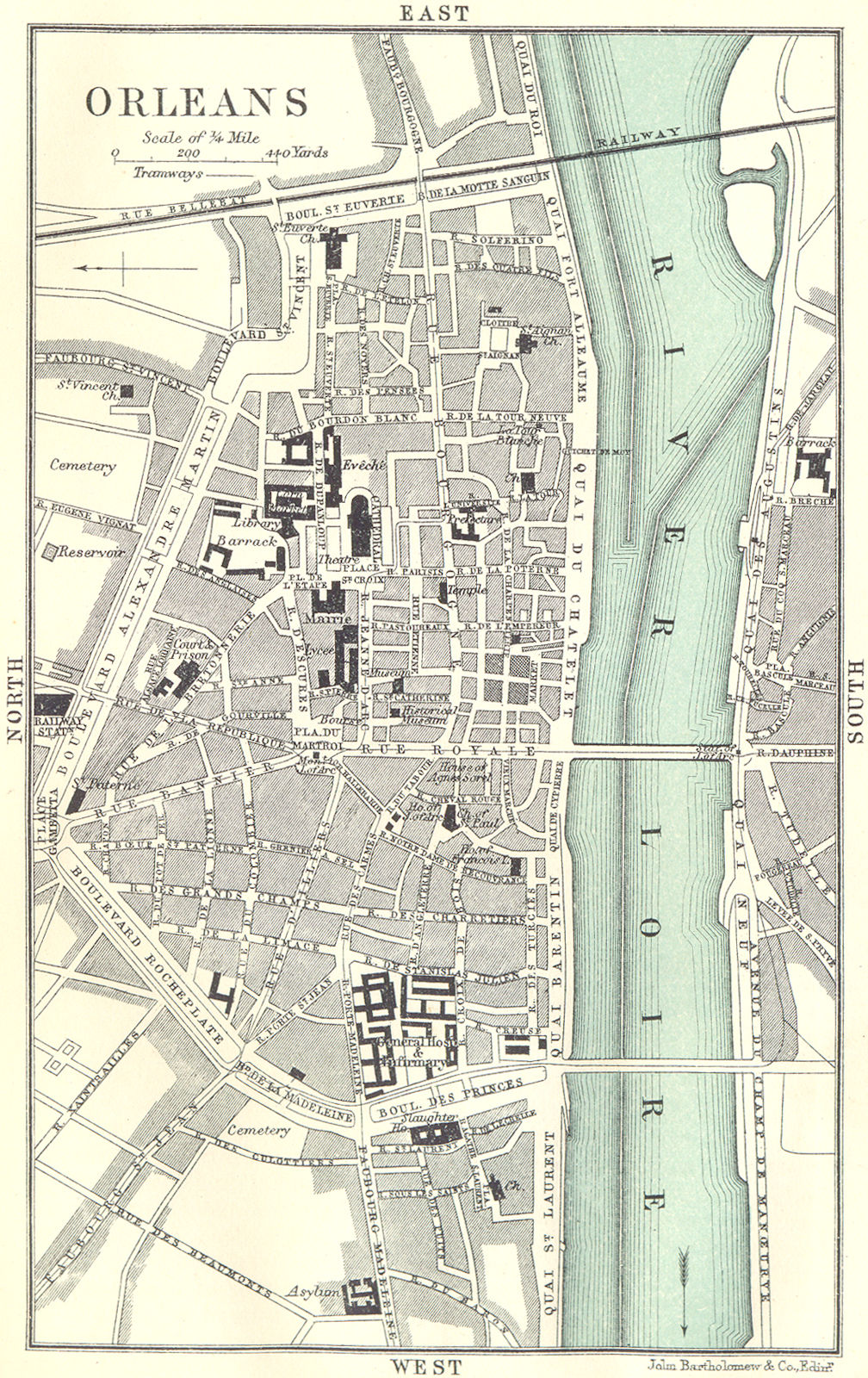 ORLEANS town/city plan de la ville. Loiret 1914 old antique map chart