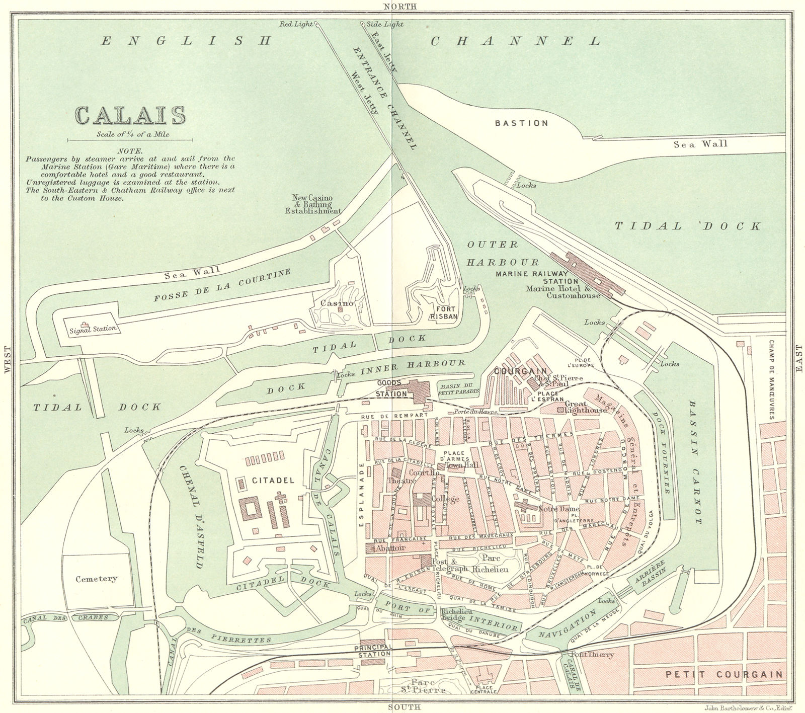 PAS-DE-CALAIS. Calais town plan 1913 old antique vintage map chart