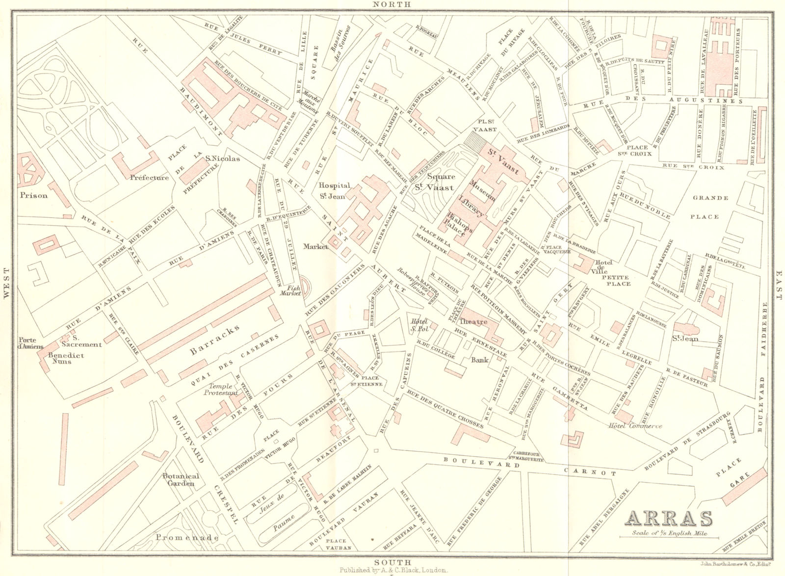 PAS-DE-CALAIS. Dunkerque to Paris. Arras 1913 old antique map plan chart