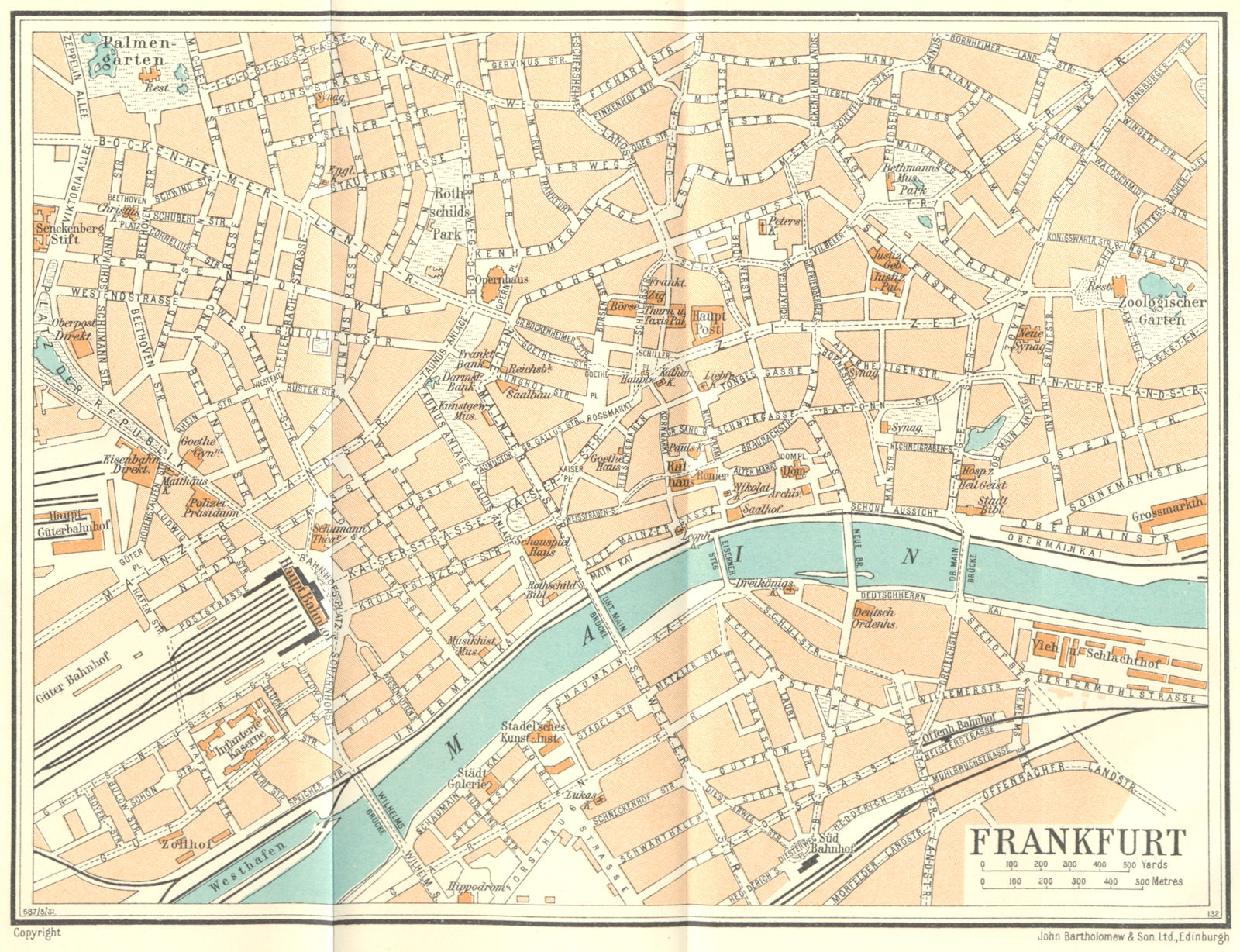 GERMANY. Frankfurt 1931 old vintage map plan chart