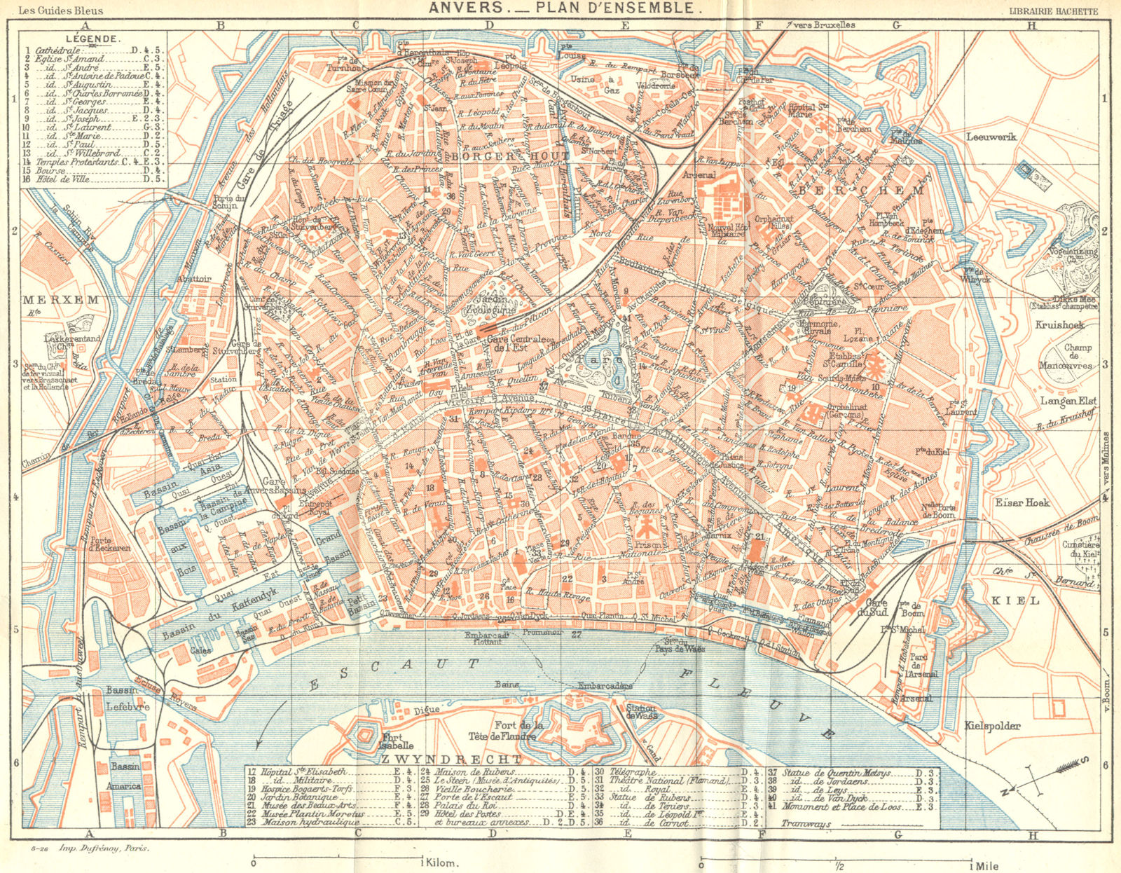 BELGIUM. Anvers. Plan d'ensemble. Town city ville plan carte map 1924 old