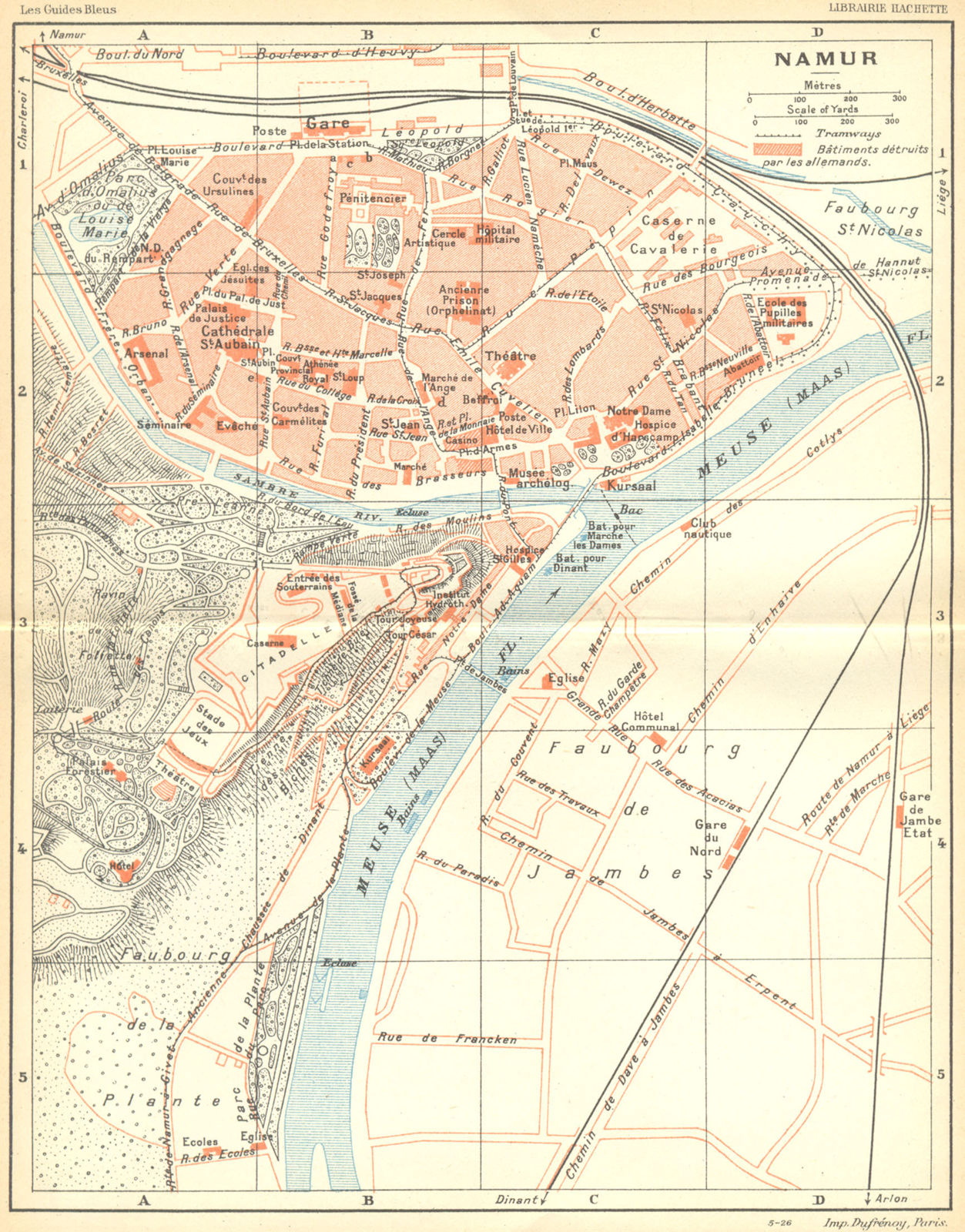 BELGIUM. Namur. Town city ville plan carte map 1924 old vintage chart