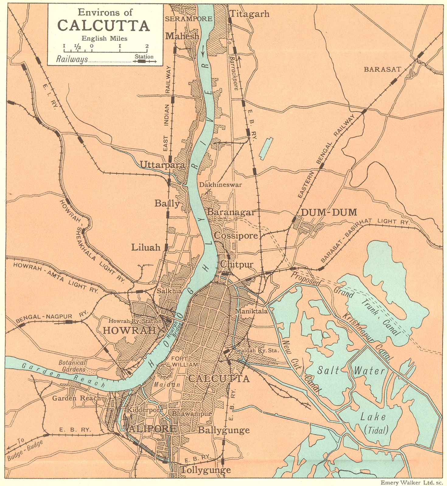 Associate Product BRITISH INDIA. Environs of Calcutta (Kolkata). Hooghly. Howrah Alipore 1924 map