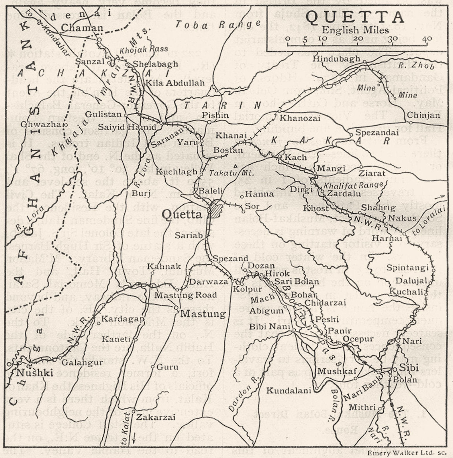 Associate Product PAKISTAN. Quetta & environs sketch map. British India 1924 old vintage