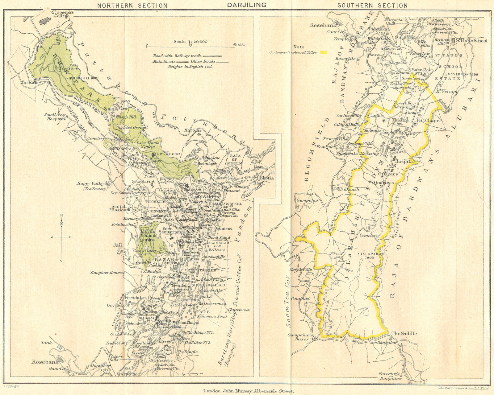 Associate Product BRITISH INDIA. Darjiling (Darjeeling) town plan.Cantonment.Tea estates 1924 map