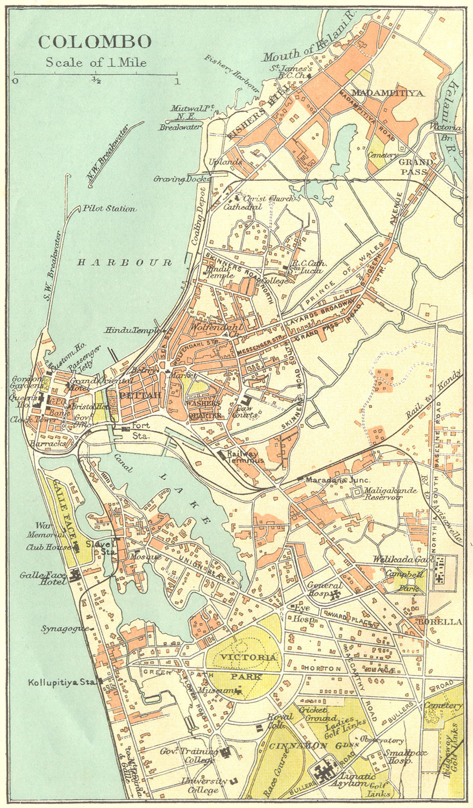 CEYLON. Colombo city plan. Sri Lanka. Pettah. British India. 1924 old map