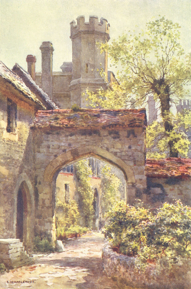 Winchester College. The Outer Gateway from "Arcadia". Hampshire. Haslehust 1920