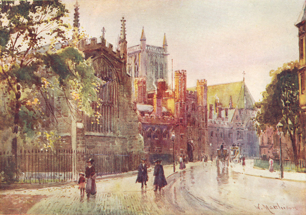 CAMBRIDGE. St John's College Gateway & Tower 1907 old antique print picture
