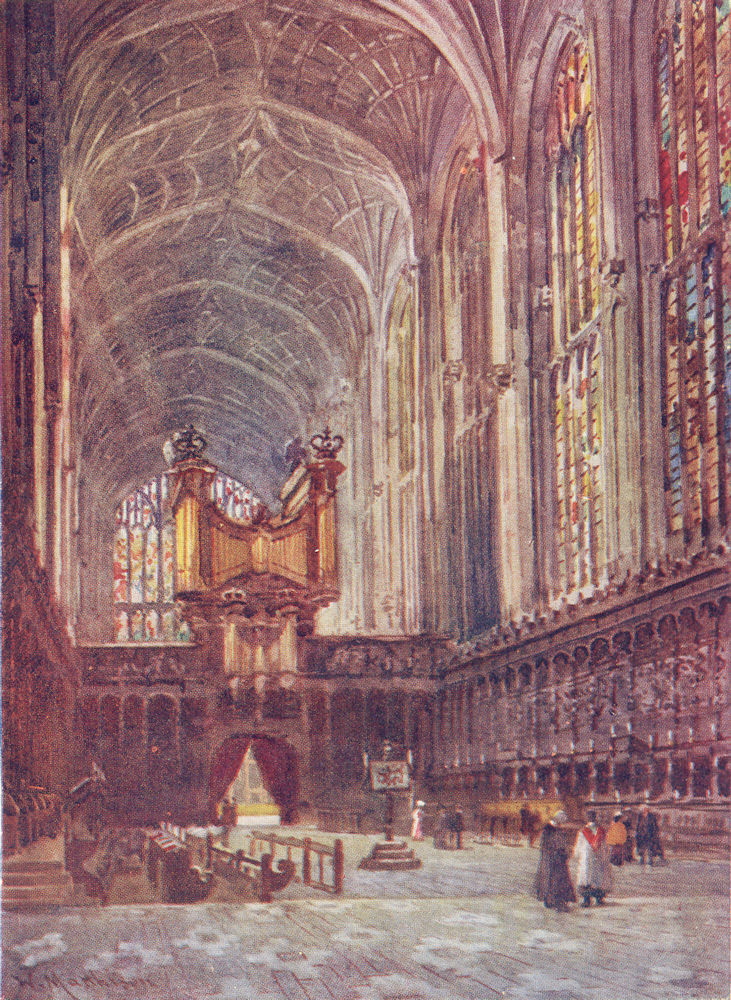 CAMBRIDGE. Colleges. King's College Chapel Choir 1907 old antique print