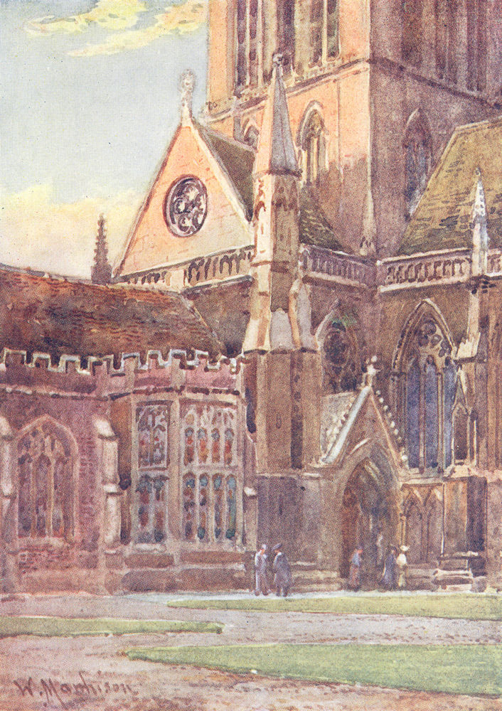 CAMBRIDGE. Entry St John's College Chapel Ct 1907 old antique print picture