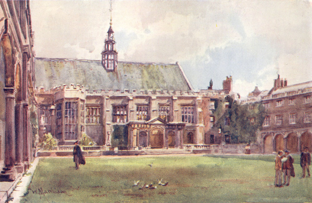 CAMBRIDGE. Hall Trinity College Nevile's Ct 1907 old antique print picture