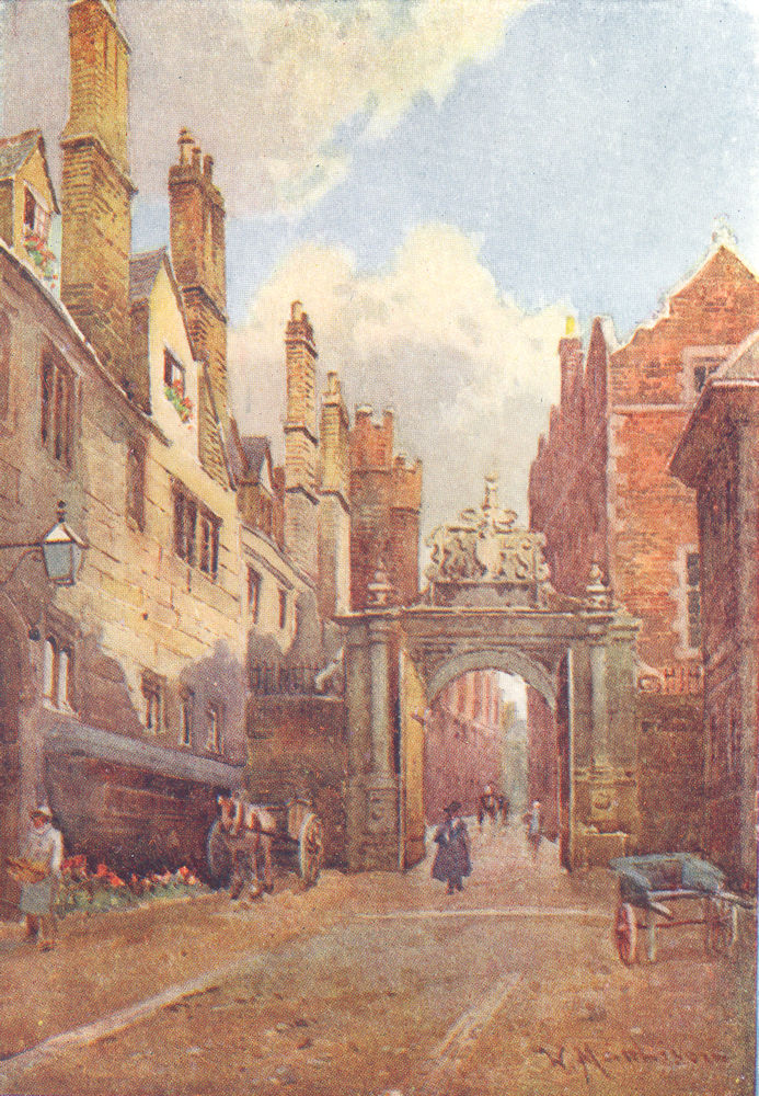 CAMBRIDGE. Colleges. Nevile's Gate, Trinity College 1907 old antique print
