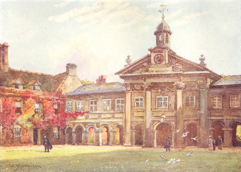 CAMBRIDGE. Colleges. Ct Emmanuel College 1907 old antique print picture