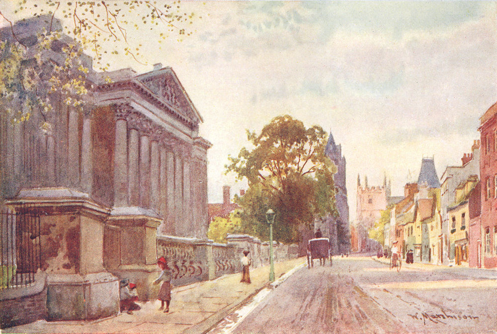 CAMBRIDGE. Fitzwilliam Museum-Evening 1907 old antique vintage print picture