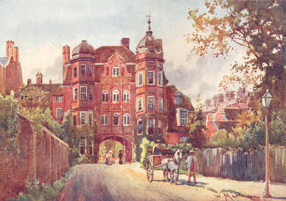 CAMBRIDGE. Newnham College, Gateway 1907 old antique vintage print picture