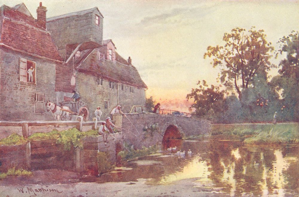 CAMBRIDGE. Grantchester Mill 1907 old antique vintage print picture