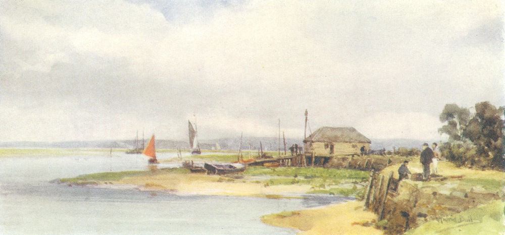 LYMINGTON. View of the river estuary. Sailing boats. HAMPSHIRE 1909 old print