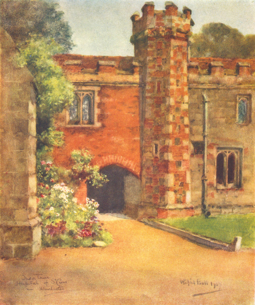 WINCHESTER. Tower of Ambulatory, Hospital of St Cross. HAMPSHIRE 1909 print