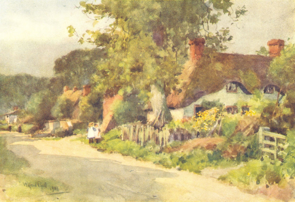 LONGPARISH. attractive view of the village. HAMPSHIRE 1909 old antique print