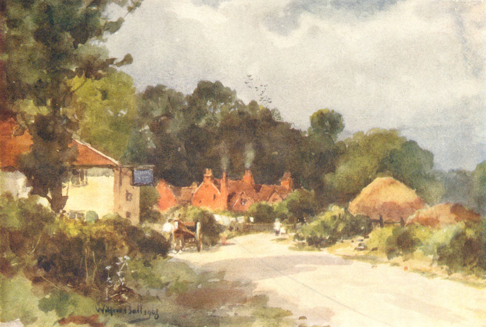 WOODSIDE. Village view. Near Lymington. HAMPSHIRE 1909 old antique print