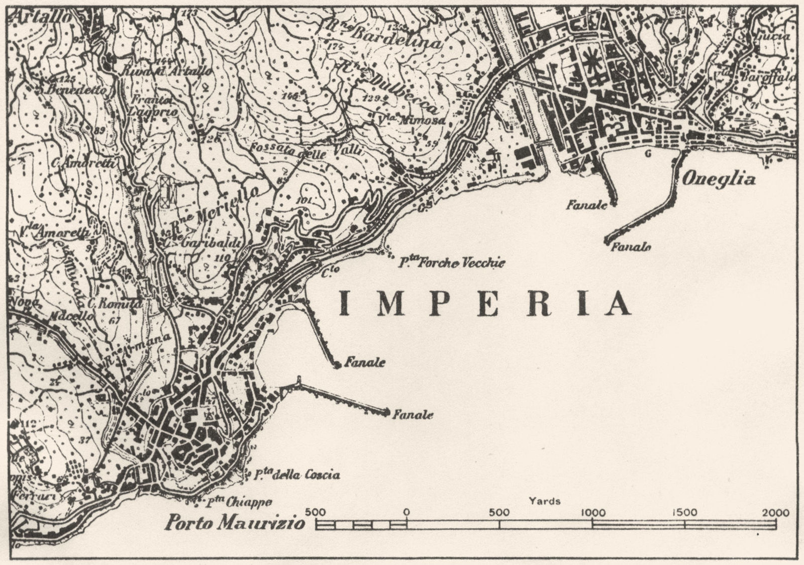 ITALY. Imperia 1945 old vintage map plan chart
