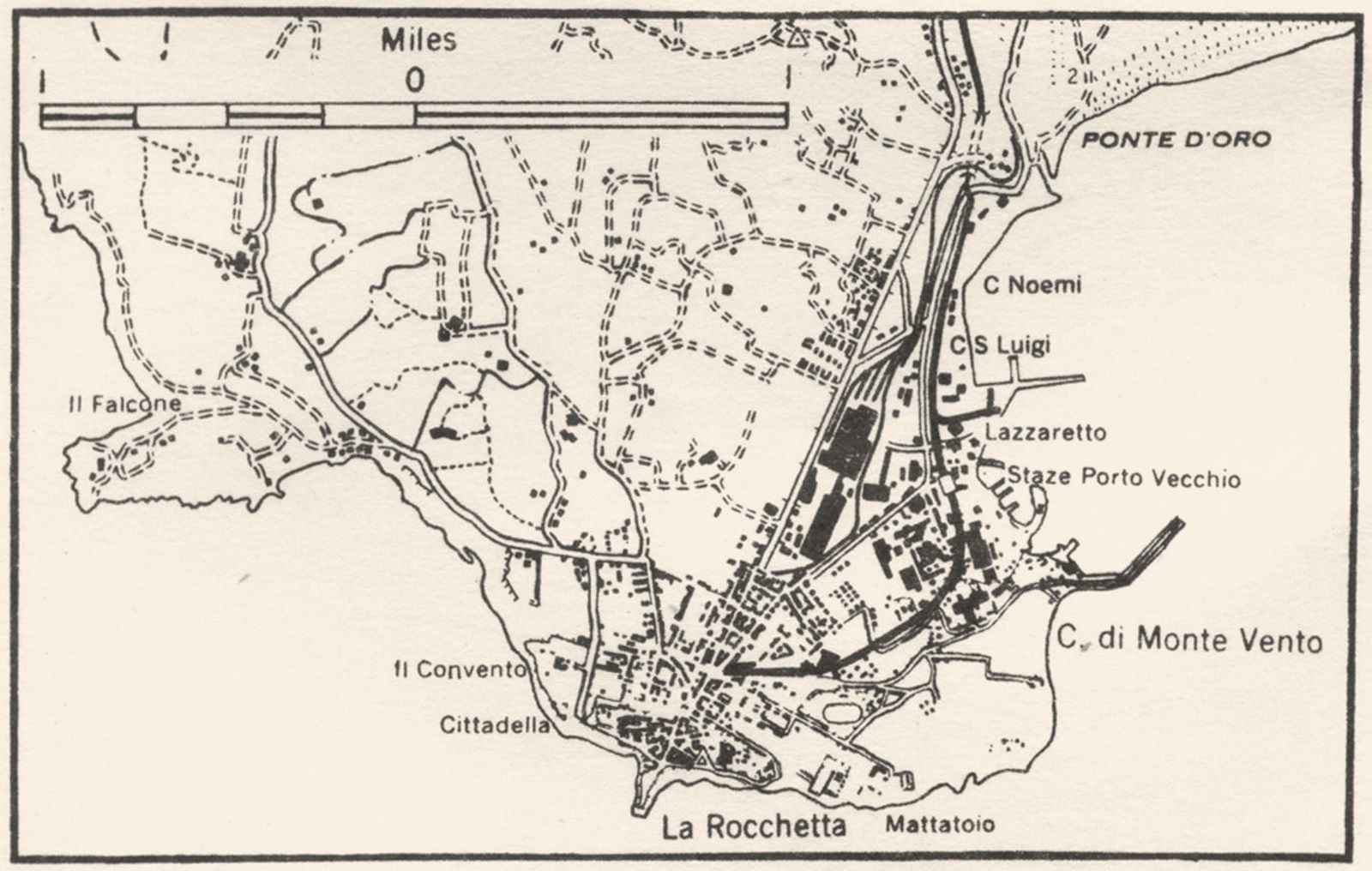 ITALY. Piombino sketch map 1945 old vintage plan chart