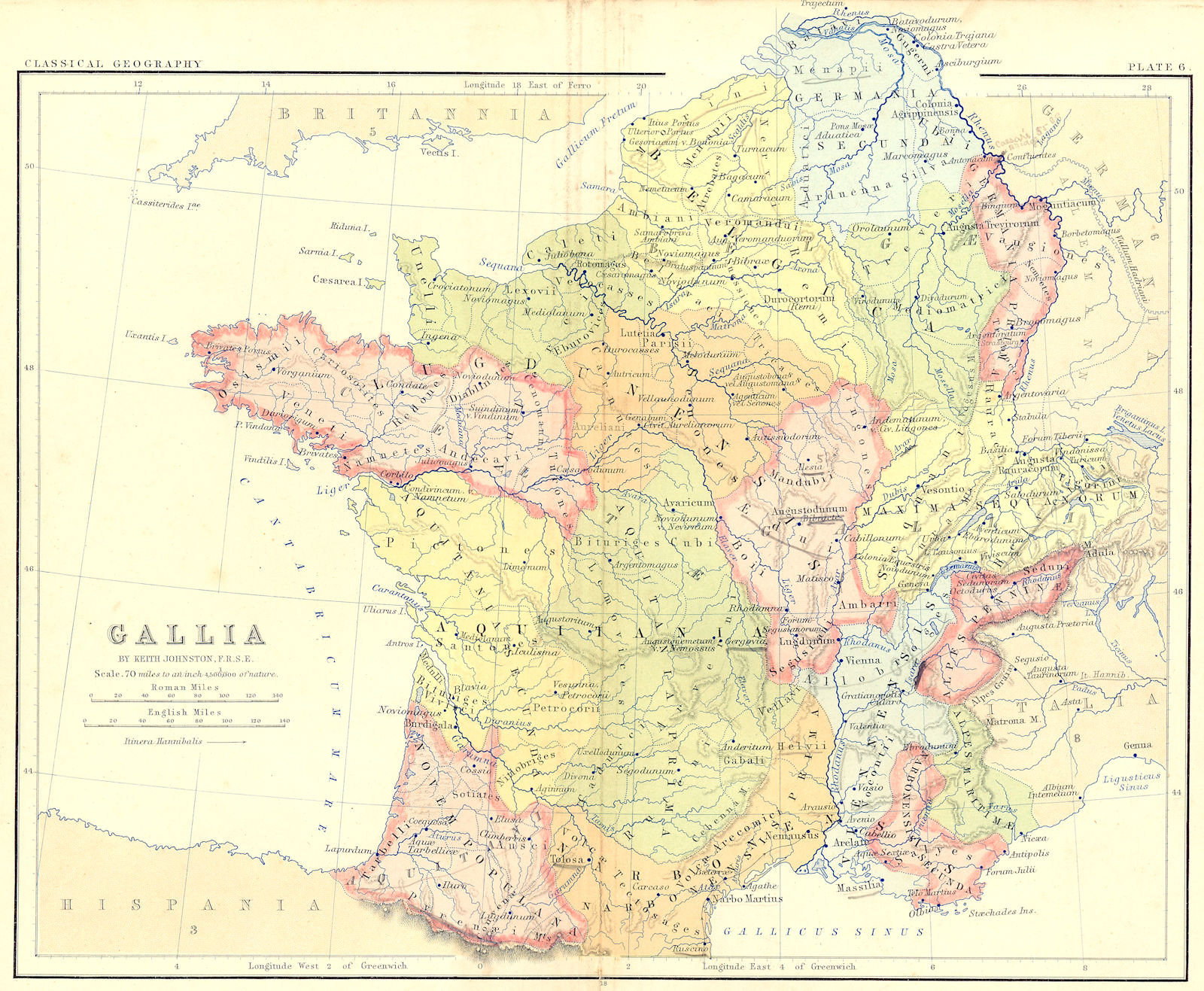FRANCE. Gallia 1880 old antique vintage map plan chart