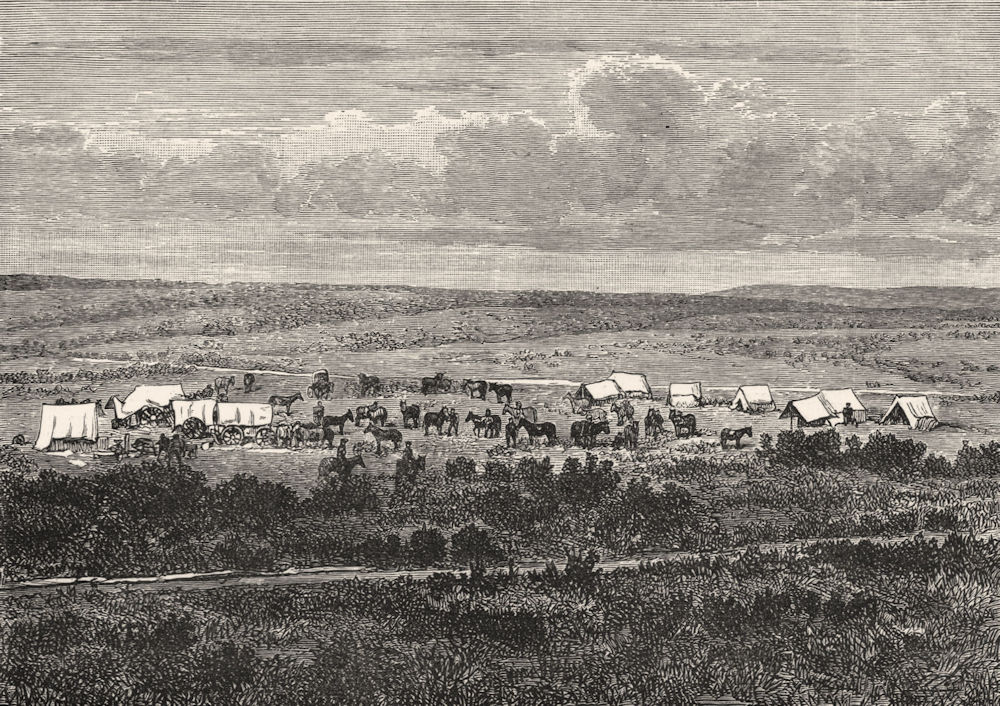 USA. Camp, Plains, west US, Fort Hall c1880 old antique vintage print picture