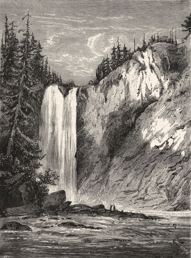 WASHINGTON. Snoqualami falls, Territory c1880 old antique print picture