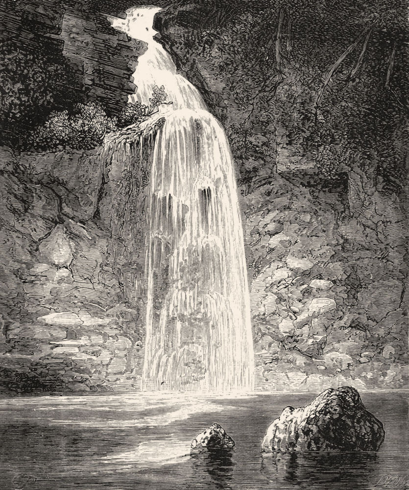 PENNSYLVANIA. Bridal Veil, falls, Raymondskill river c1880 old antique print