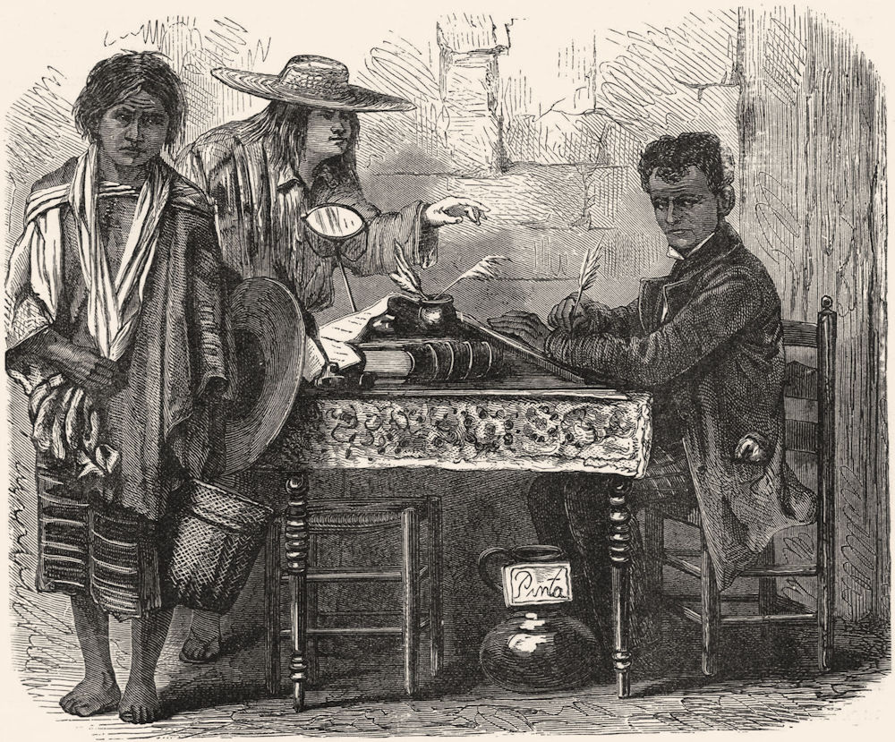MEXICO. Evangelista, Letter-Writer & his clients c1880 old antique print