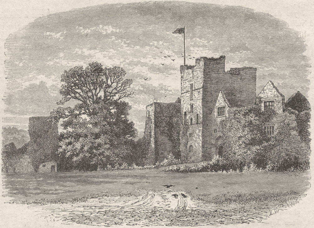 SHROPS. Ludlow. Castle, entry Gate 1898 old antique vintage print picture