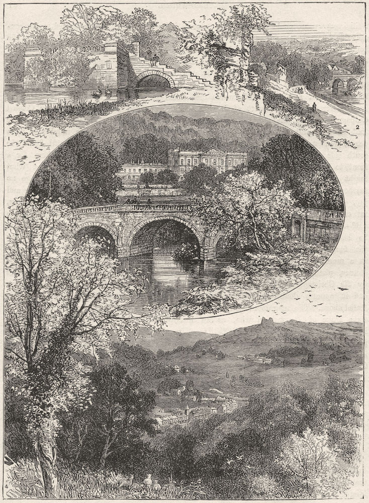 CHATSWORTH. Mary Queen Scots Bower; Matlock bridge;  1898 old antique print