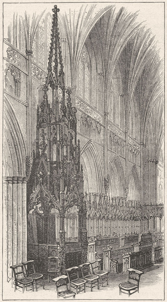 DEVON. Exeter. Throne, cathedral 1898 old antique vintage print picture