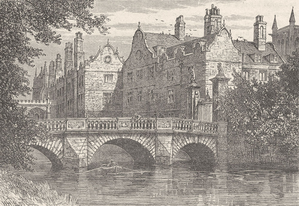 CAMBS. Cambridge. Bridge, St John's College 1898 old antique print picture