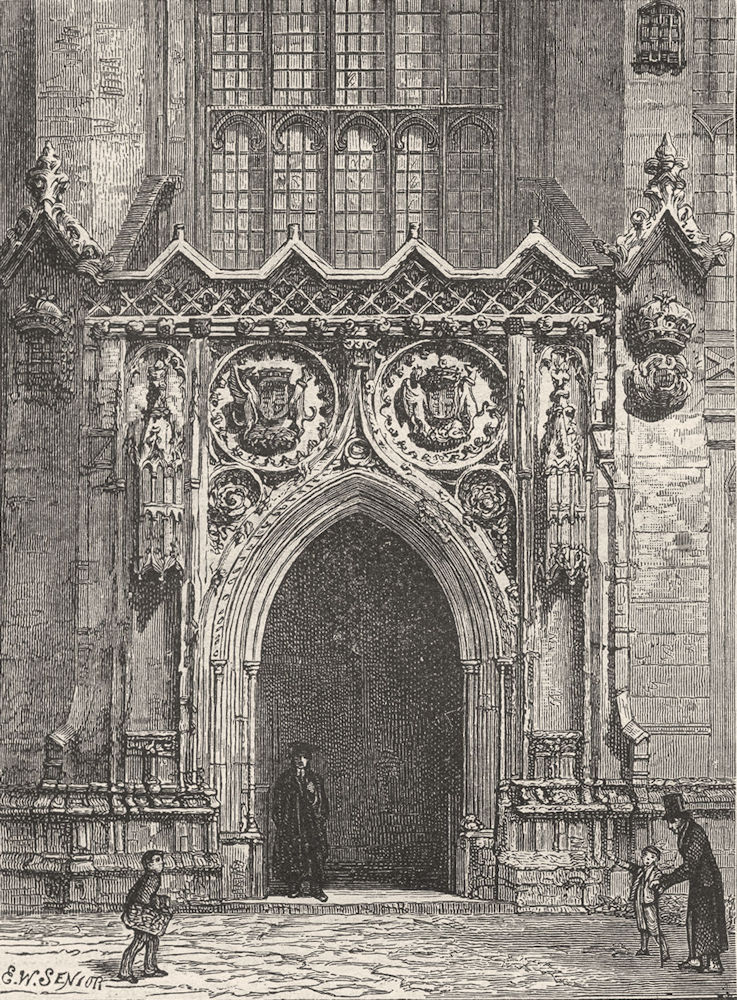 CAMBS. Cambridge. Door of King's College Chapel 1898 old antique print picture