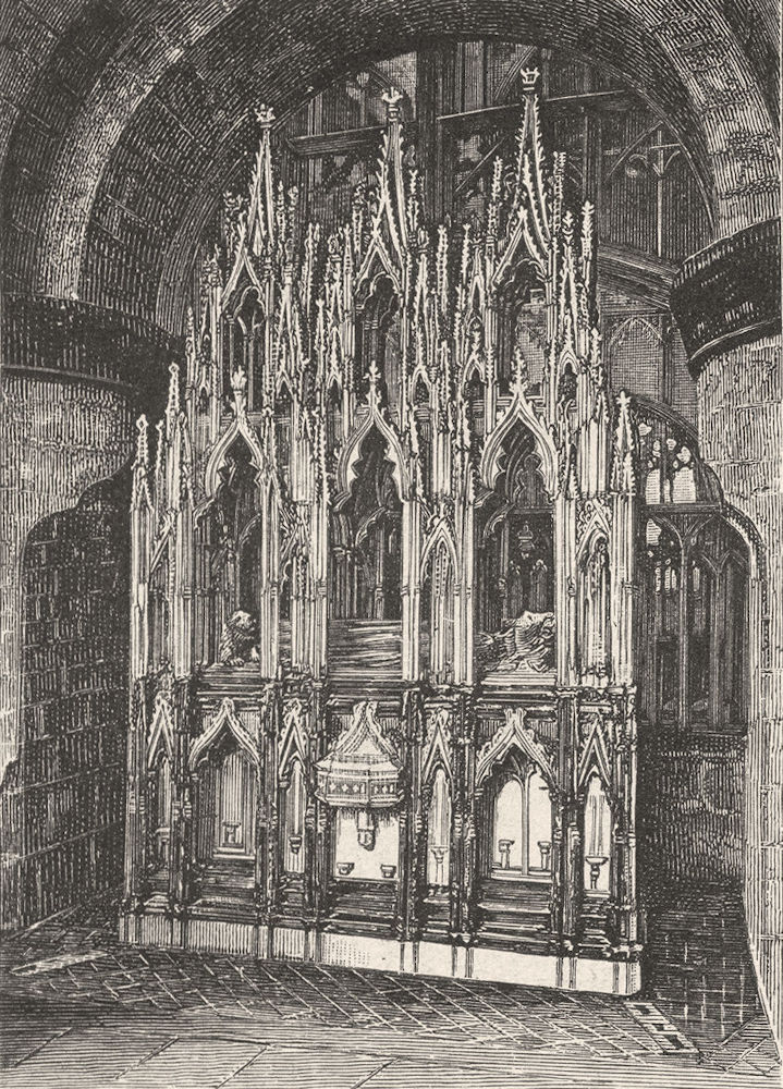 GLOS. Shrine of Edward II, Gloucester cathedral 1898 old antique print picture