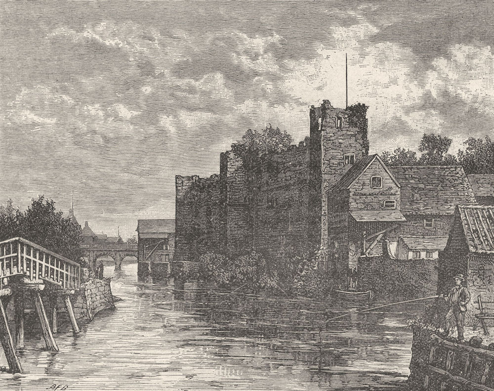 NOTTS. Newark Castle 1898 old antique vintage print picture