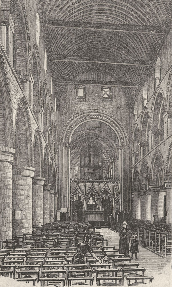 NOTTS. Nave, Southwell Minster 1898 old antique vintage print picture