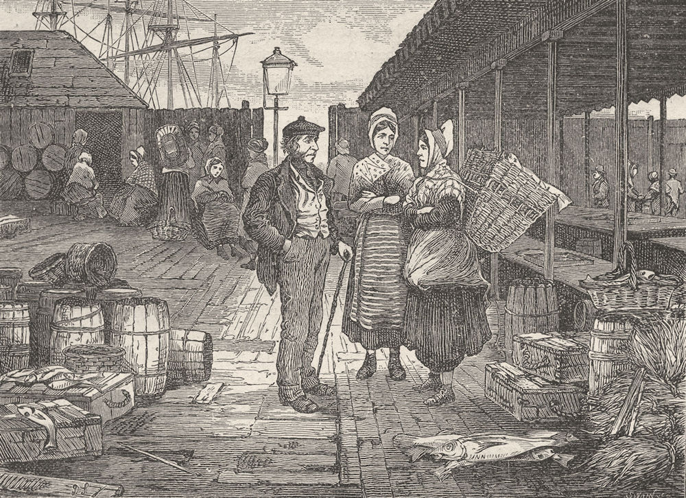 SCOTLAND. Aberdeen. Fish Market 1898 old antique vintage print picture