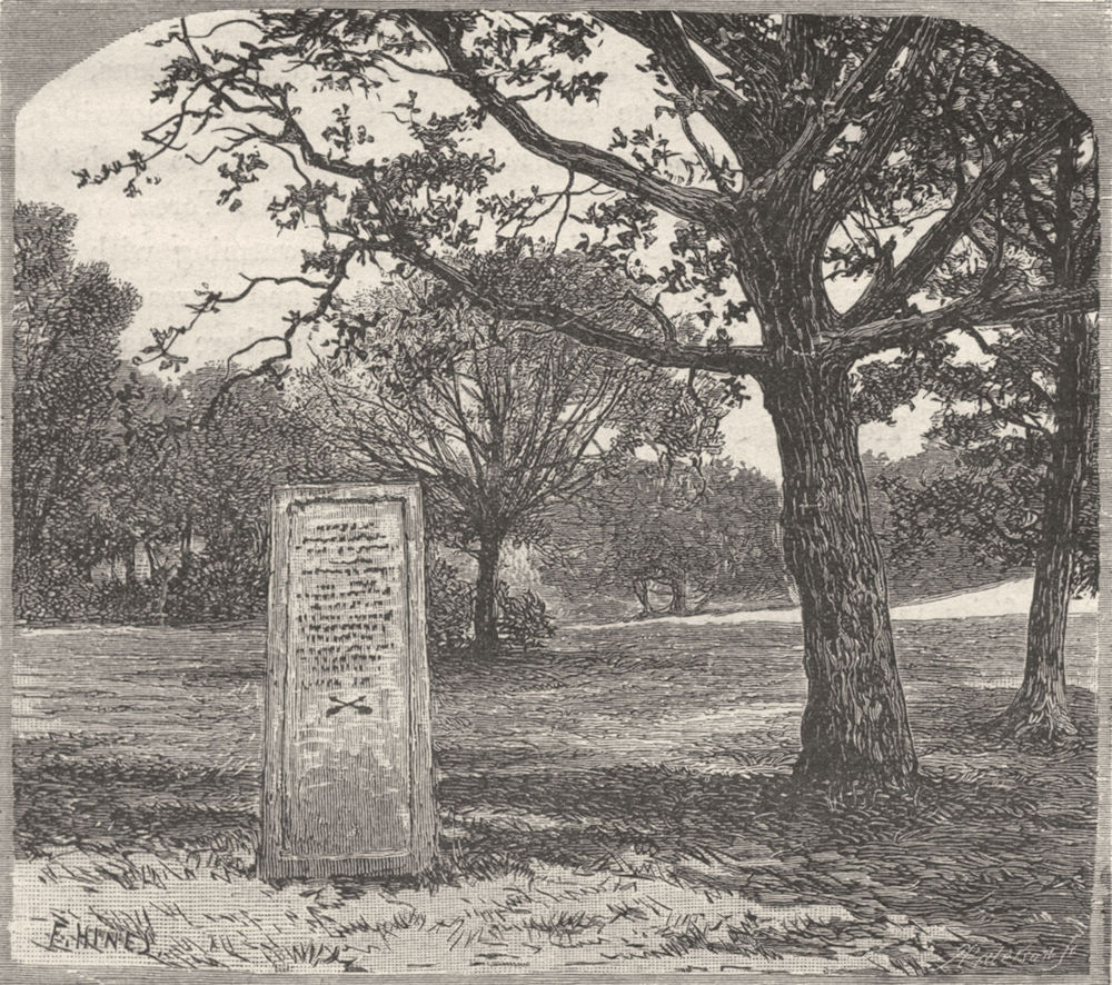 HANTS. New Forest. Rufus Stone 1898 old antique vintage print picture