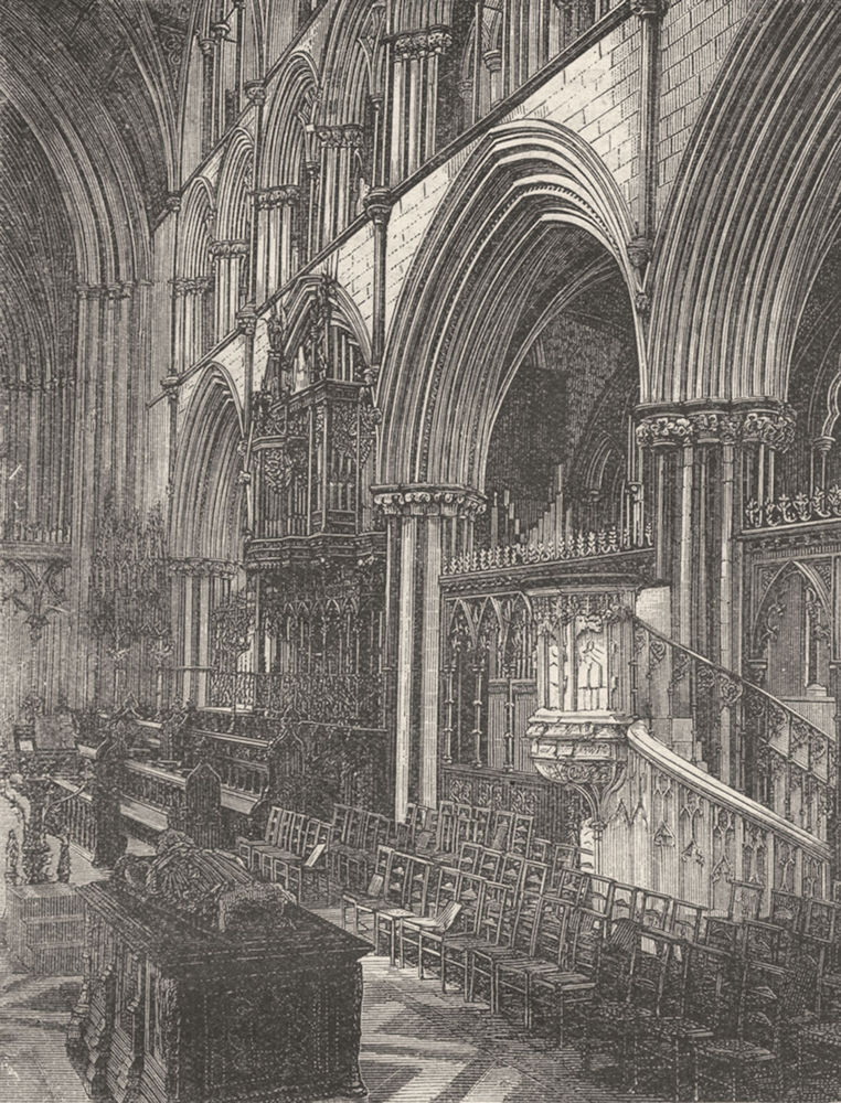 Associate Product WORCS. Choir of Worcester cathedral 1898 old antique vintage print picture