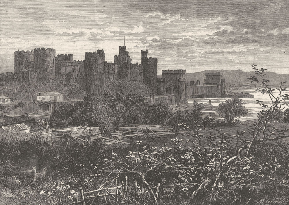 CONWY CASTLE. Valley of Conway. road to Llanrwst 1898 old antique print