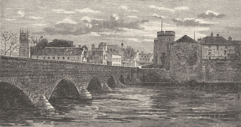 IRELAND. Limerick. Thomond bridge 1898 old antique vintage print picture
