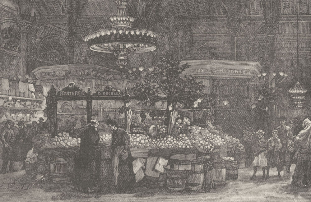 YORKS. Bradford. People's Market 1898 old antique vintage print picture