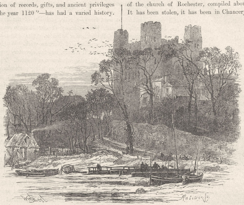 KENT. Rochester Castle Medway 1898 old antique vintage print picture