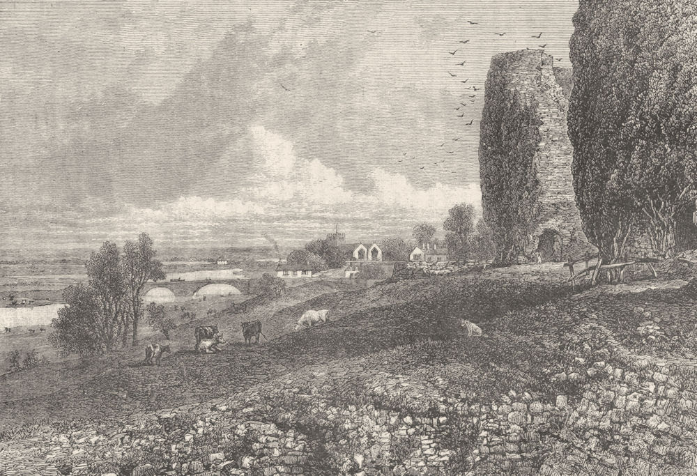 WALES. Flintshire. Rhuddlan Castle & Marshes 1898 old antique print picture
